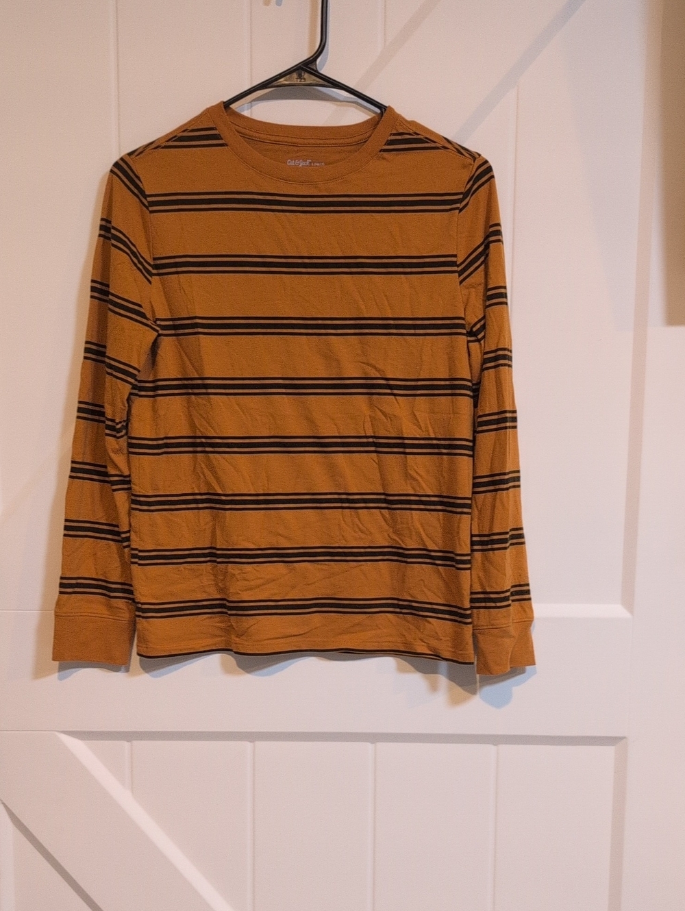 Kid's Long-Sleeve Striped Crewneck Shirt - Mustard